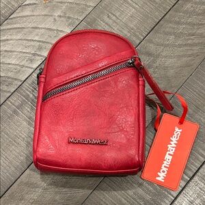 Montana West Red Leather Sling Belt Bag